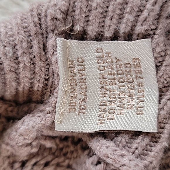 Women's Small Mohair Blend Knit Lace Sweater - Taupe Quarter Length Sleeves - Picture 5 of 7